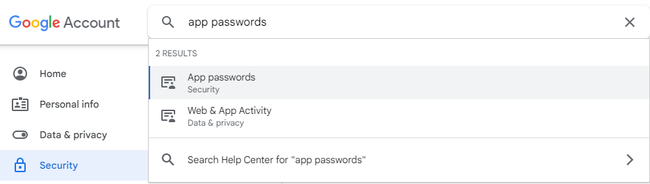 App password gmail integrate