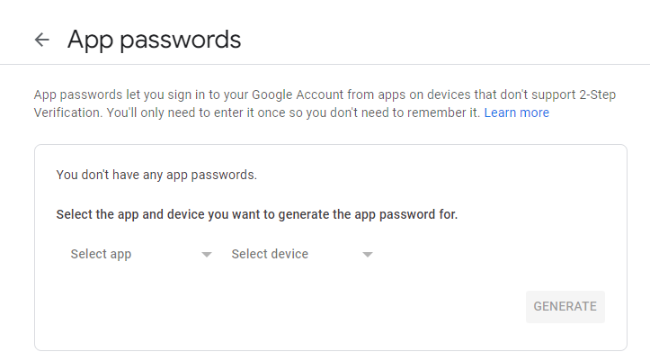 App password select device